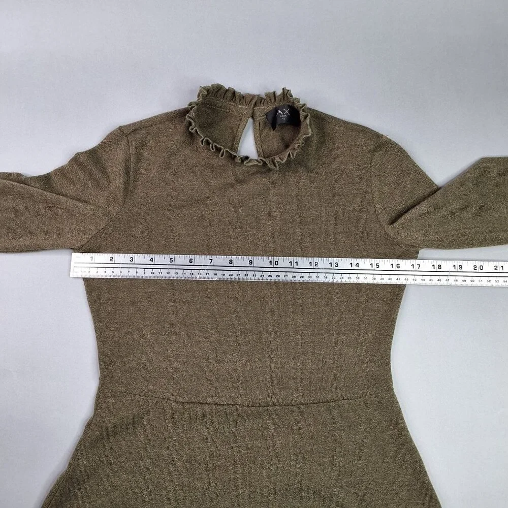 AX Paris Long-Sleeve Dress High Ruffled Collar & Bell Sleeves Size 10 Acadamia - Picture 4 of 10